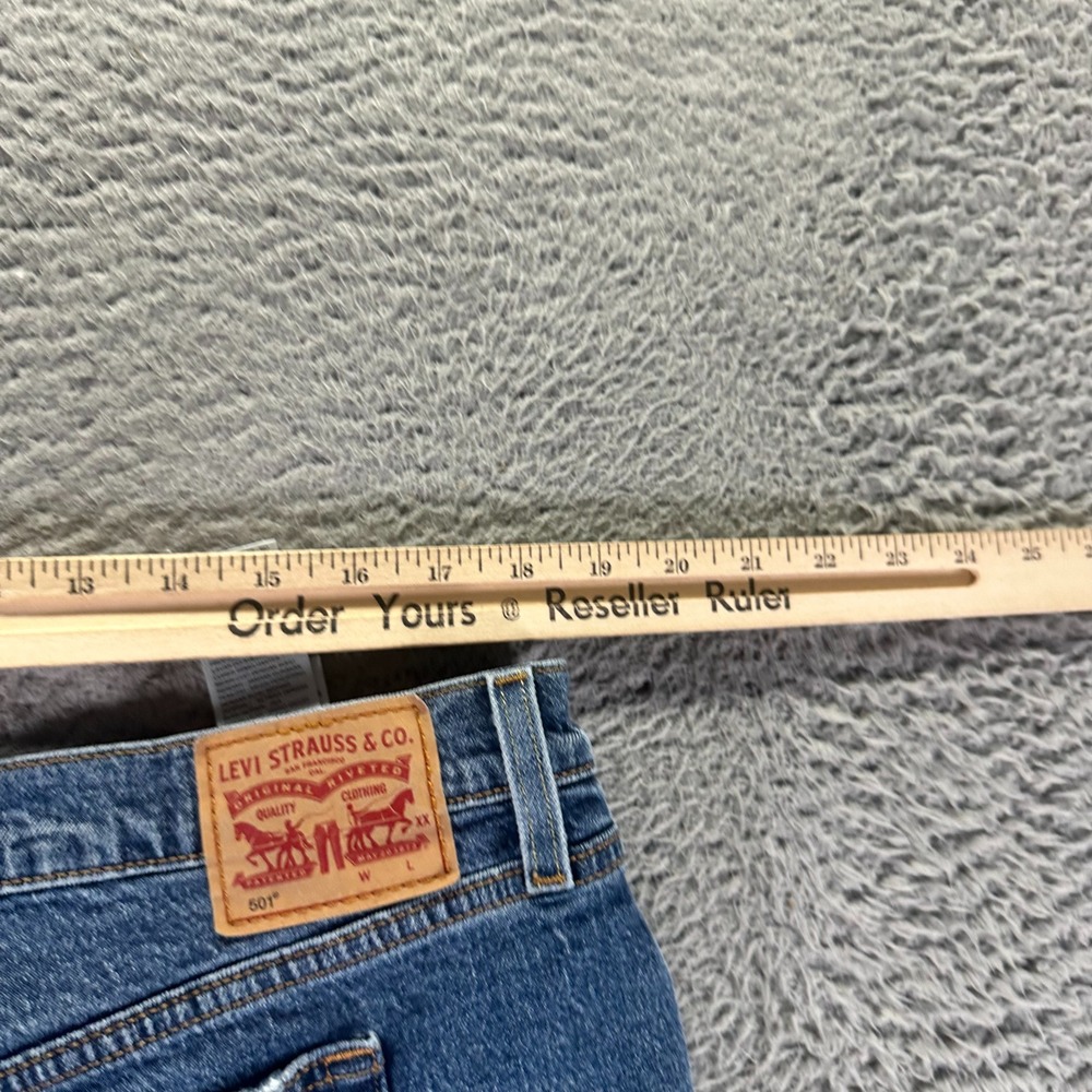 Levi's 501 Short Womens 18 Blue Denim Cut-Off Button-Fly Frayed-Hem Stretch - Picture 7 of 11